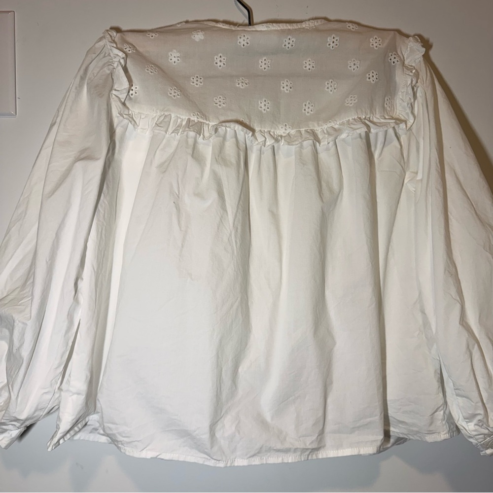 Storia Cotton White Tie-Front Blouse size S - Picture 6 of 9